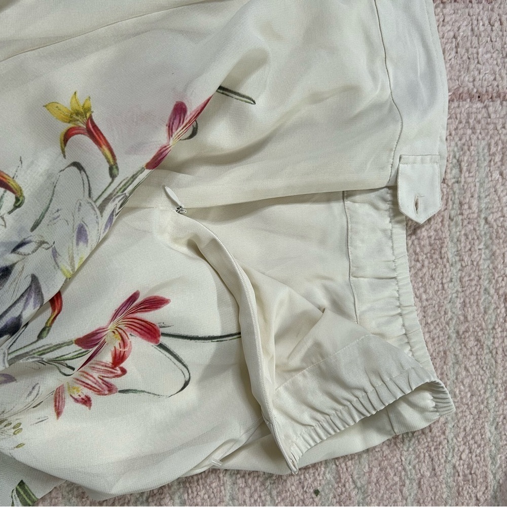 Soft Surroundings Cream Floral A-Line Skirt Spring Floral Lily Print Size Large - Picture 9 of 12